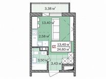 Студия, 24 м², 1/16 эт.