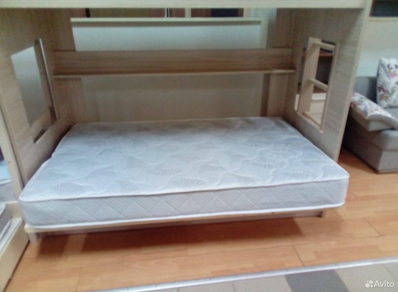 сборка двухъярусной кровати с диваном клик кляк