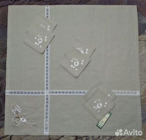 Льняные скатерть и салфетки