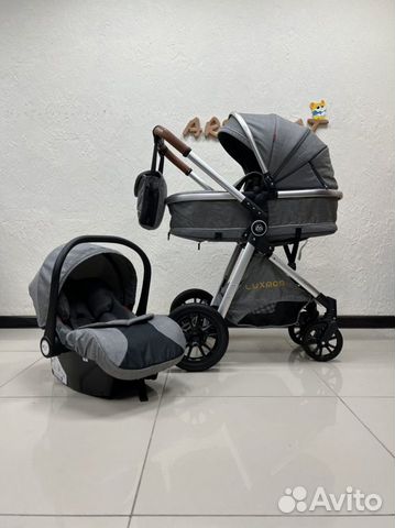 Коляска трансформер 3 в 1 Luxmom v9 серый