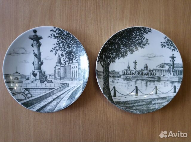 Тарелка настенная. Клеймо лфз. Ленинград Виды 2шт