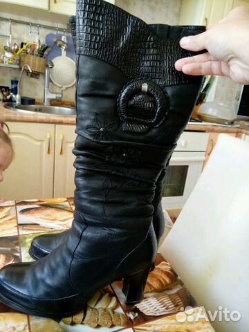 Сапоги зимние кожаные