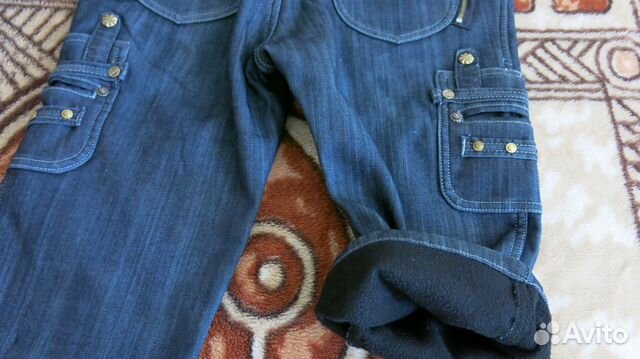 Бриджы джинсовые на флисе