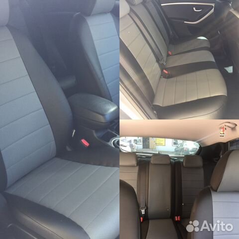 Авточехлы Хендай I-30 экокожа черный+серый