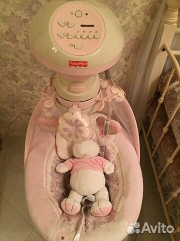 Люлька качалка качели fisher price розовая для дев Люлька качалка качели fisher price розовая для дев