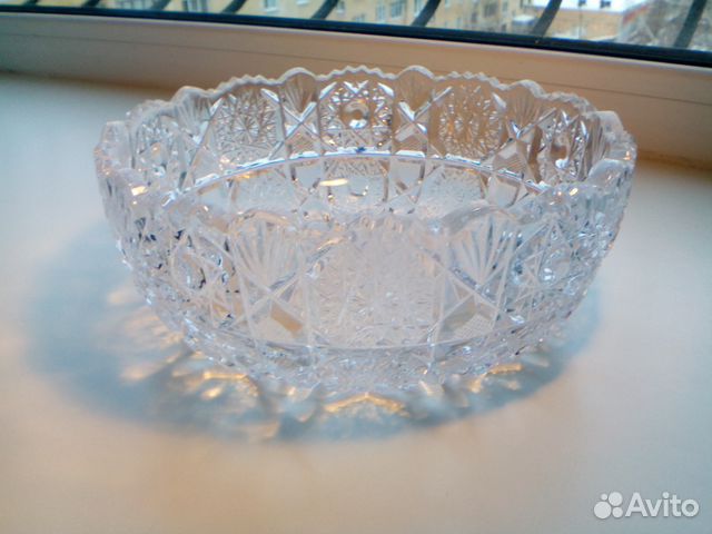 Большая хрустальная ваза-салатник.Богемия