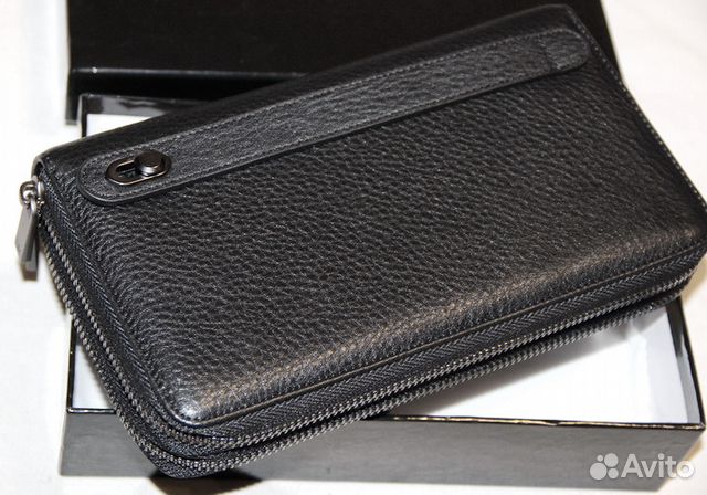 Мужской кожаный клатч -GA- black 2X lux new