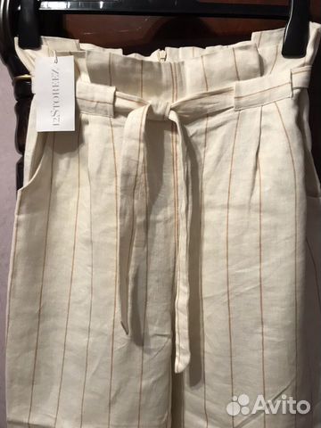 12 storeez Брюки с защипами льняные в полоску новы 12 storeez Брюки с защипами льняные в полоску новы