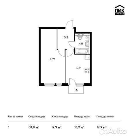 1-к квартира, 38.8 м², 7/33 эт. 1-к квартира, 38.8 м², 7/33 эт.