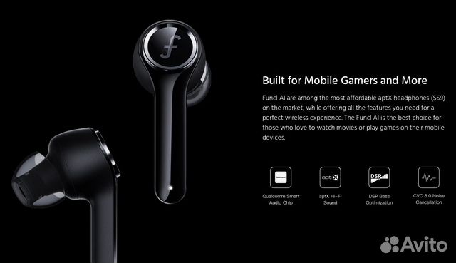 Наушники Bluetooth funcl AI черные новые