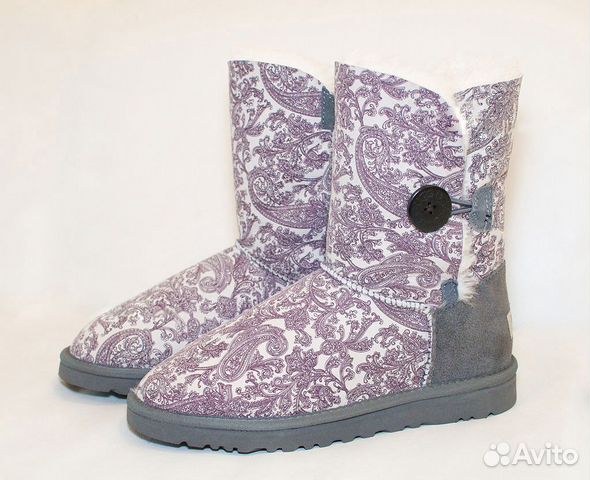 Угги UGG оригинал с принтом и пуговицей 5803