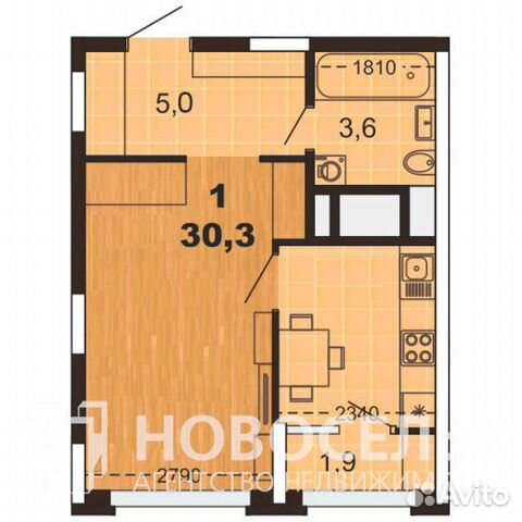 1-к квартира, 30 м², 5/22 эт.