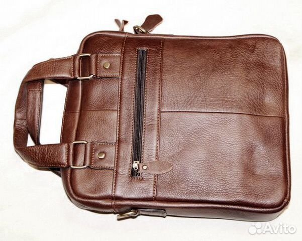Мужская кожаная сумка vertical brown 30х25 new