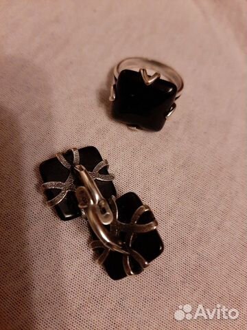 Серебро комплект,черный агат