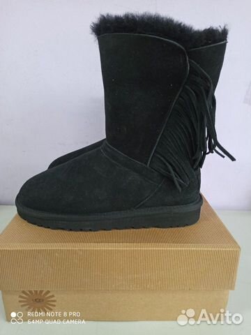 UGG Australia Угги с бахромой черные замш UGG Australia Угги с бахромой черные замш