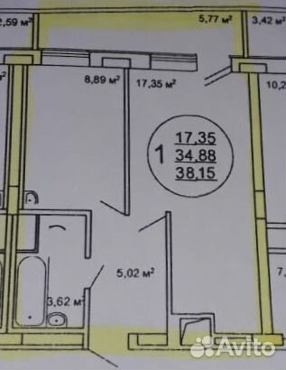 1-к квартира, 38.2 м², 6/9 эт. 1-к квартира, 38.2 м², 6/9 эт.
