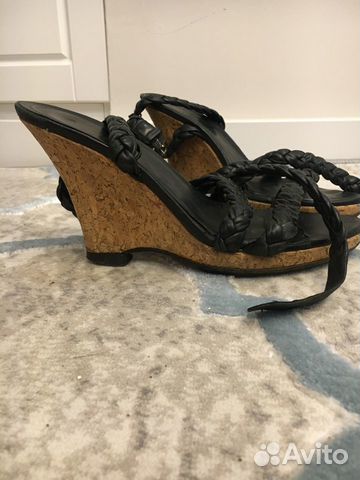 Туфли/сандали dkny 40 кожа чёрные пробка