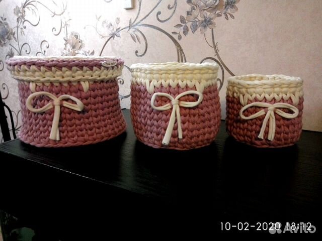Корзины из трикотажной пряжи Корзины из трикотажной пряжи