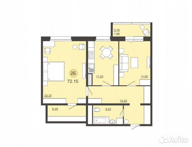 2-к квартира, 72 м², 3/4 эт. 2-к квартира, 72 м², 3/4 эт.