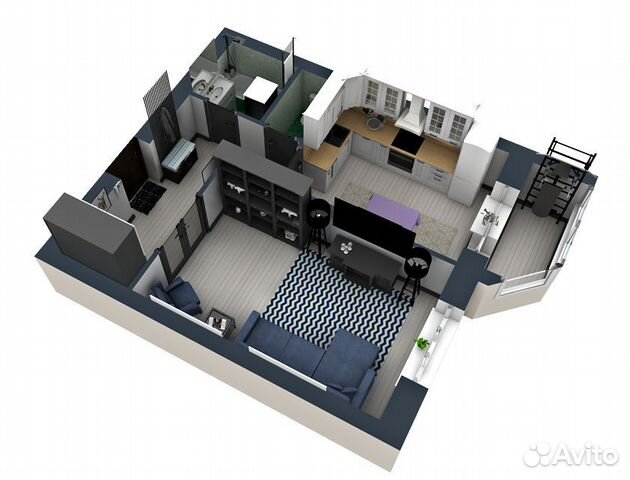 1-к квартира, 41.4 м², 3/5 эт. 1-к квартира, 41.4 м², 3/5 эт.