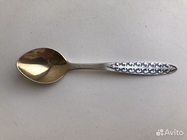 Кофейная ложка серебро 916 проба позолота Кофейная ложка серебро 916 проба позолота