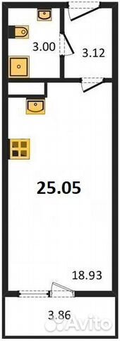 Студия, 25.1 м², 1/12 эт. Студия, 25.1 м², 1/12 эт.