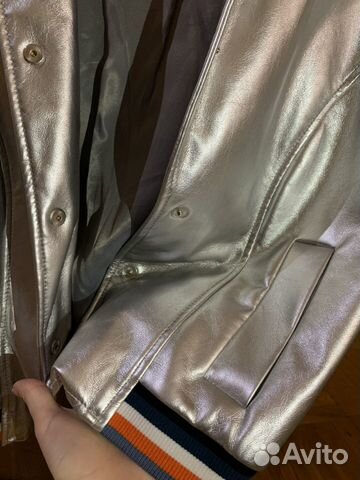 Куртка кожаная серебро Hugo Boss