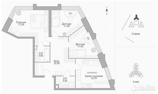 3-к квартира, 78.4 м², 2/35 эт.