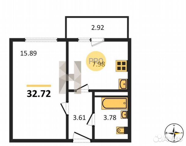 1-к квартира, 32.7 м², 11/16 эт. 1-к квартира, 32.7 м², 11/16 эт.
