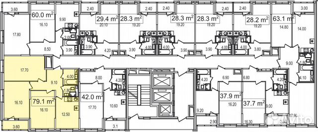 3-к квартира, 79.1 м², 17/25 эт.