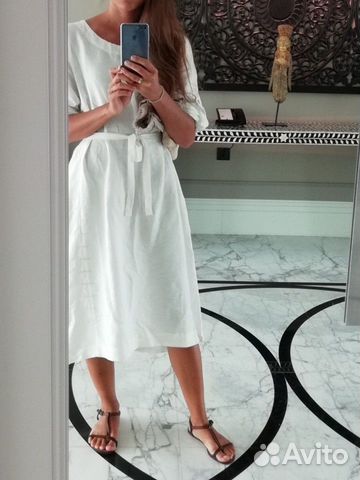 Платье льняное зелёное