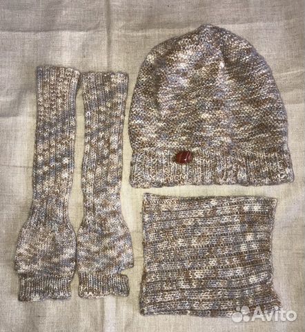 Зимний набор: шапка, митенки, снуд