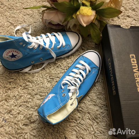 Кеды новые высокие голубые 39 размер converse Кеды новые высокие голубые 39 размер converse