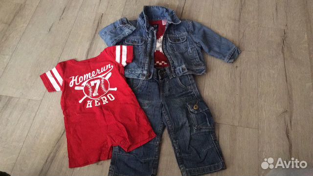Комплекты на р.80/86: джинсы, ветровка, толстовки