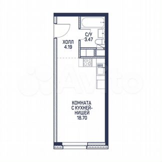 Апартаменты-студия, 26.4 м², 3/22 эт.
