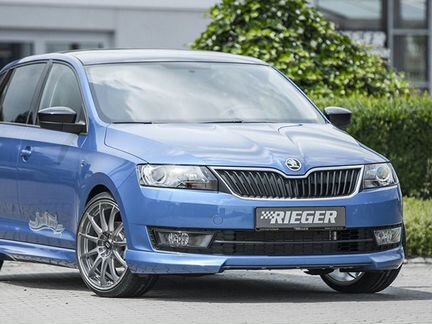 Накладка переднего бампера Skoda Rapid Rieger - St