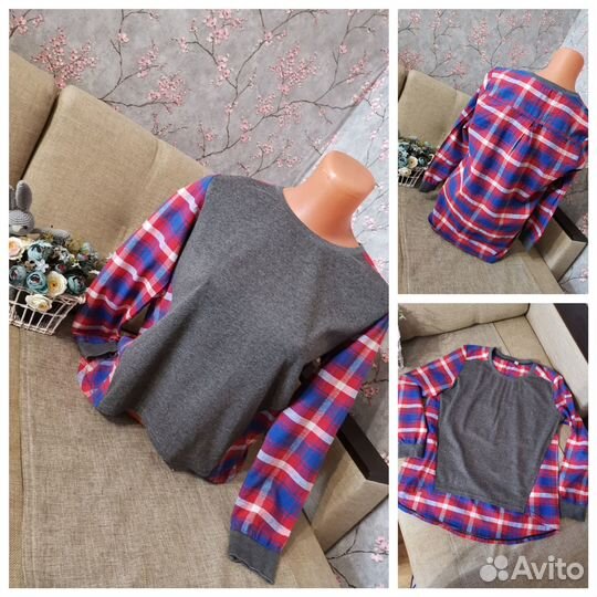 Лонгсливы, свитшот,джемпер с имитацией рубашки раз