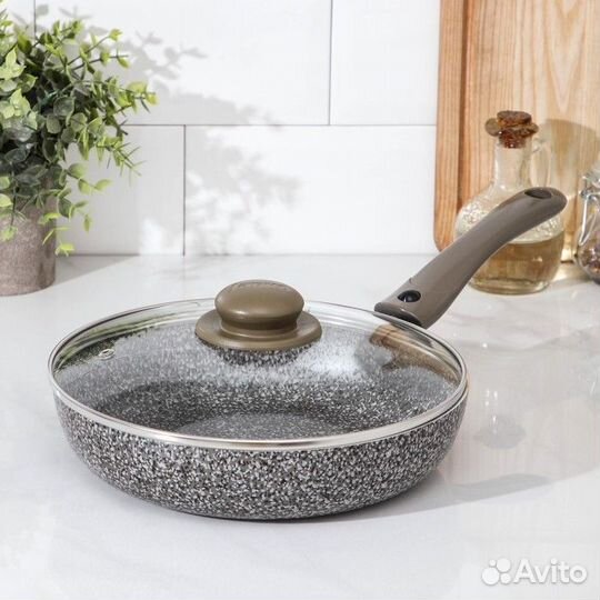 Сковорода Onyx, d24 см, съёмная ручка, стеклянная