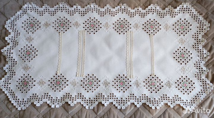 Салфетка, дорожка винтаж, хлопок, вышивка