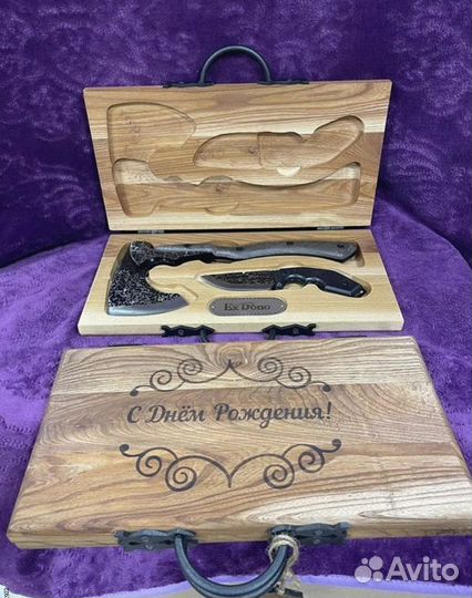 Топор кованый + нож в наборе