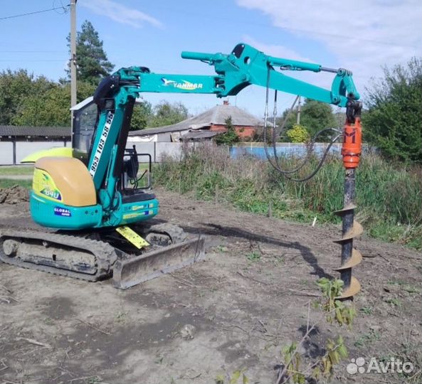 Услуги мини экскаватора буроям ямобур бурение свай
