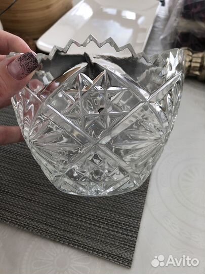 Салатник и ваза хрусталь,салатник стекло