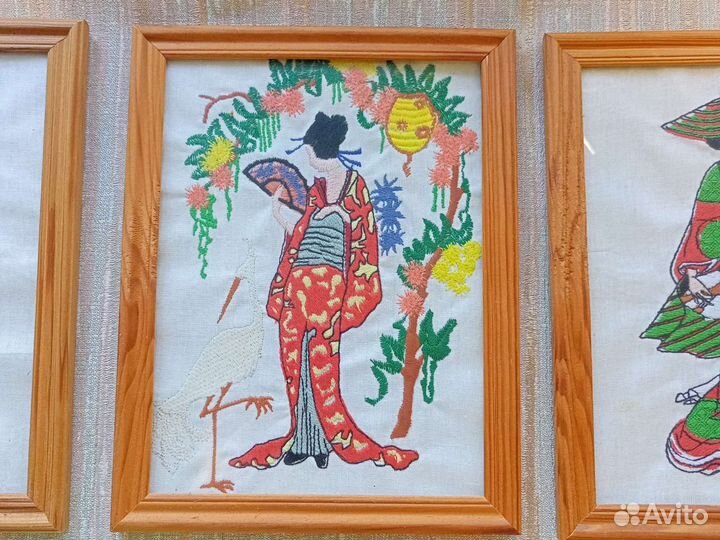 Картина вышивка гладью, ручная работа