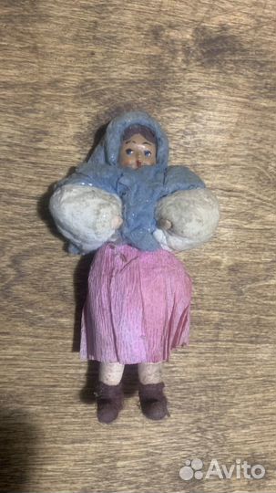 Ёлочная игрушка Девочка, папье-маше СССР