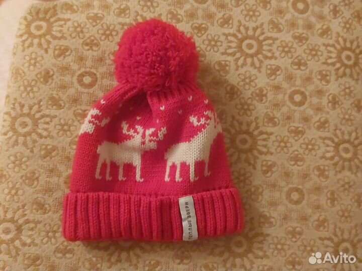 Шапочка для девочки, мальчика с оленями