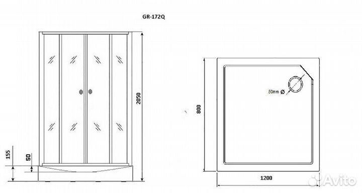 Душевая кабина GR172QR (120*80*205) grossman