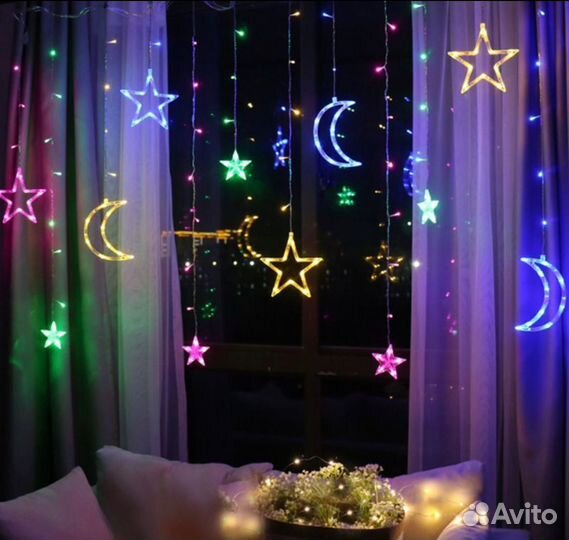 Гирлянда луна и звезда