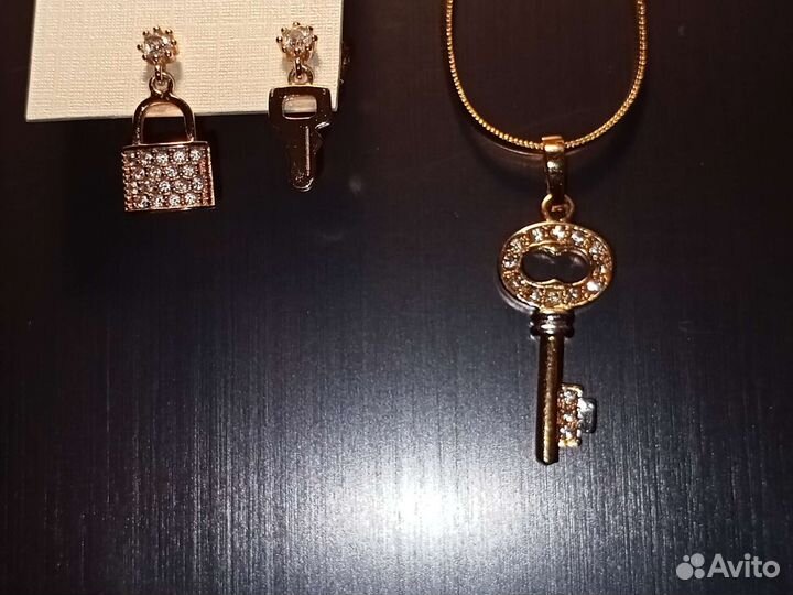 Цепочка с подвеской, серьги набор медсплав