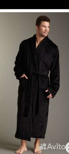 Чёрный махровый халат