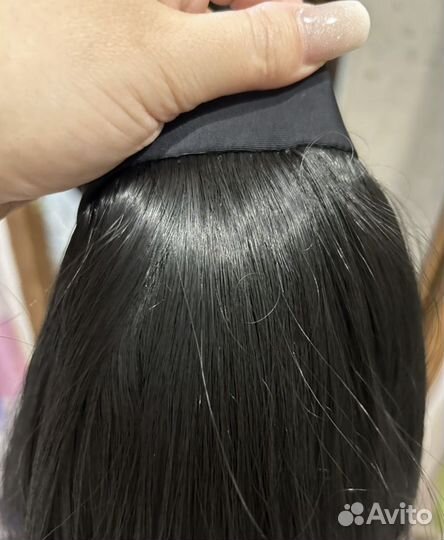 Парик черный на повязке волна 65 см